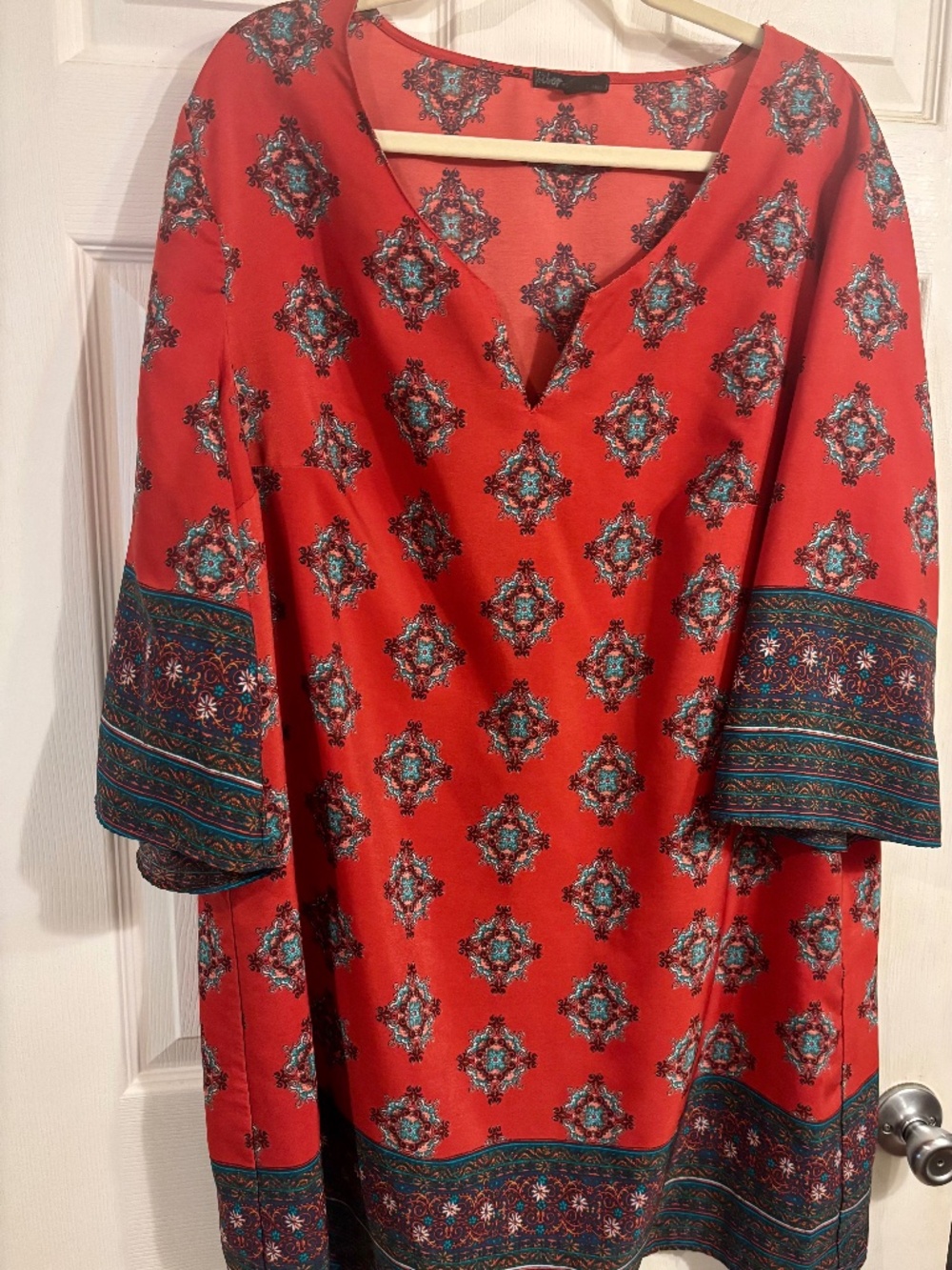 Boho Chic Red Tunic Dress 2X